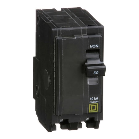 Square D Miniature Circuit Breaker, QO Series, 50A, 2 Pole, 120/240V AC, 10kA at 120/240V AC QO250C